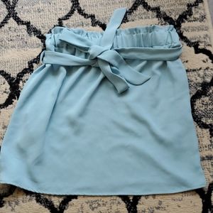 Everly Robin Egg Blue Paperbag Waist Skirt